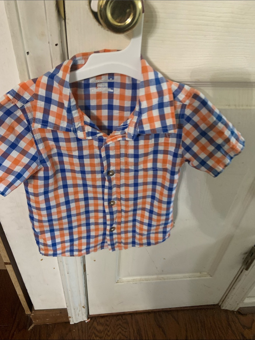 Garanimals Orange & Blue Plaid Short Sleeve Button-Down Shirt